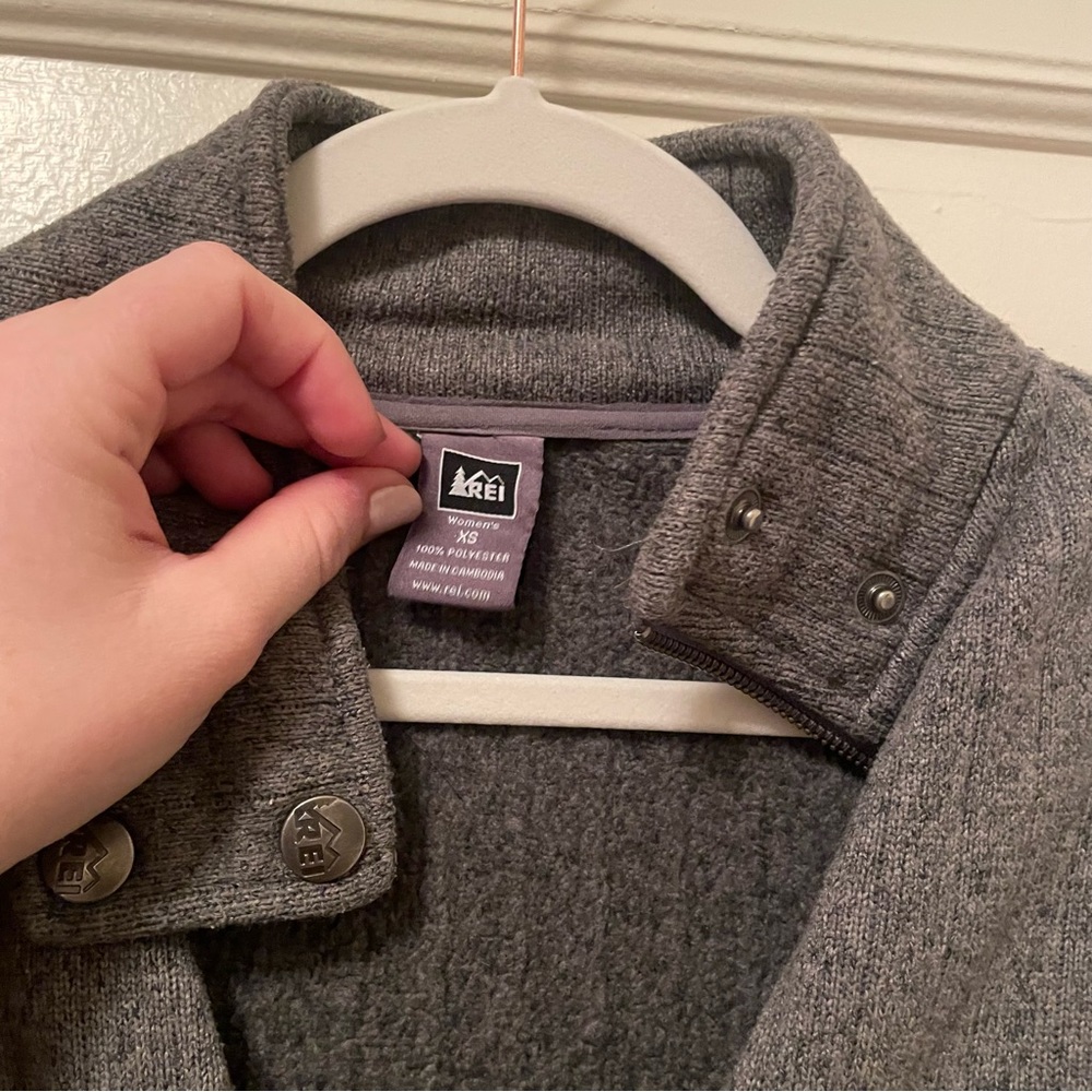REI Jacket Womens Gray Knit Zip-Up Pockets Collar - size XS - Picture 8 of 14
